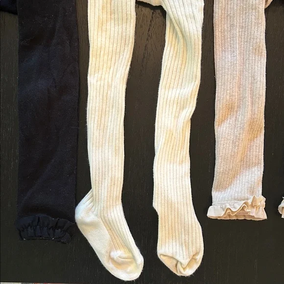 Jamie Kay & Ruffle Butts Ribbed Tights Trio - Black, Cream, Tan - Picture 3 of 7